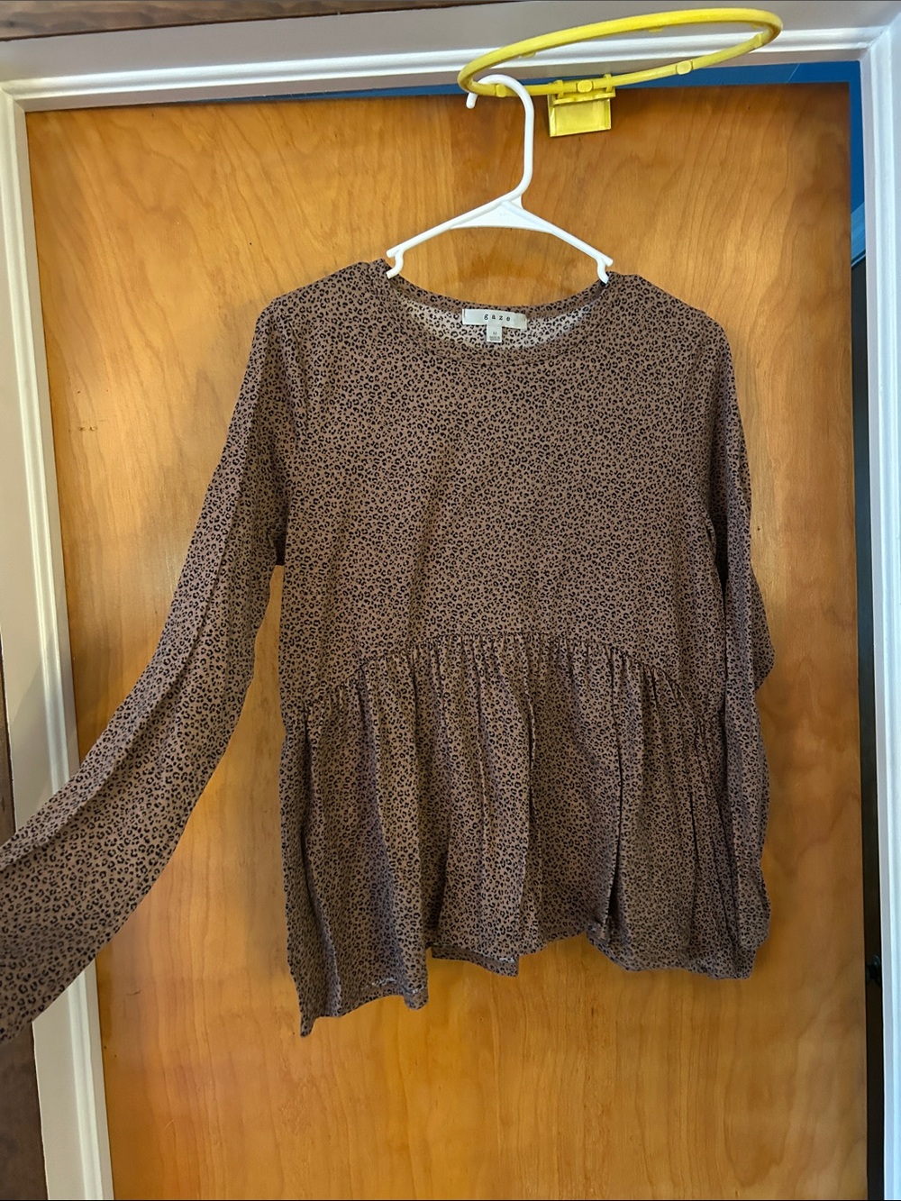 a new day Brown Leopard-Print Peplum Long-Sleeve Tunic